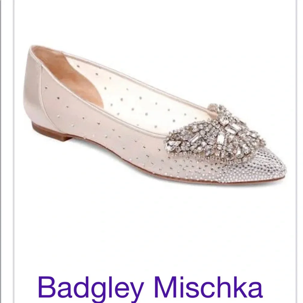 Badgley Mischka Bridal Crystal embellished flats shoes - Picture 7 of 7